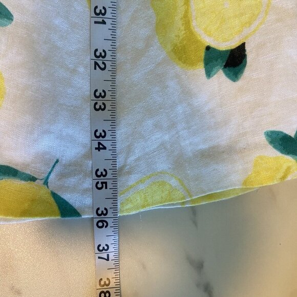 Cynthia Rowley 100% Linen Organic Lemon Knee Length Pocket Dress Size 14 Preppy - Picture 10 of 10